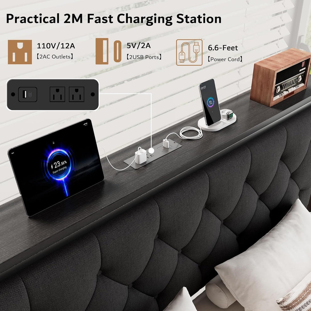 iPormis Bed Frame with Storage Drawers