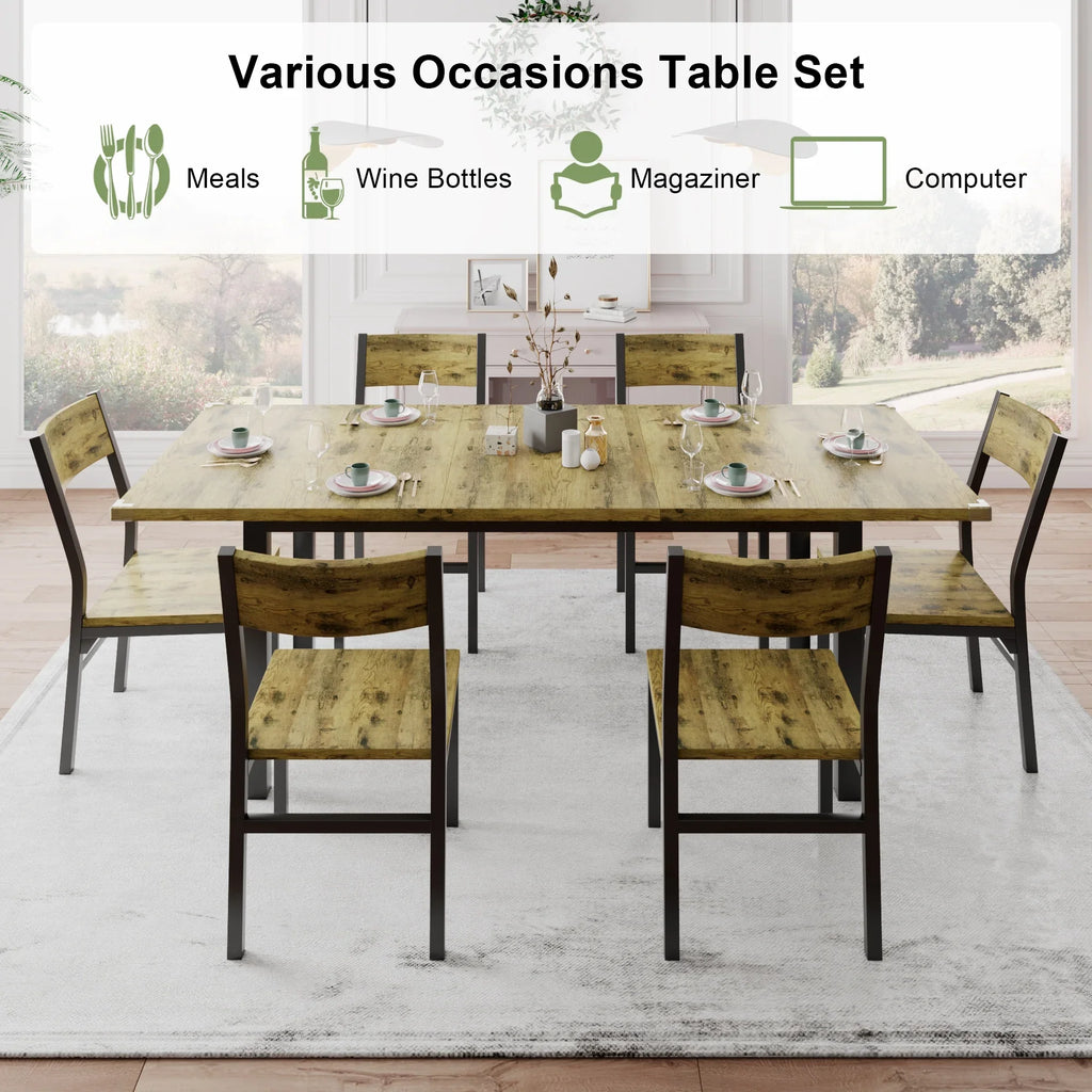 iPormis 63" Extendable Kitchen Table Set for 4-6 People