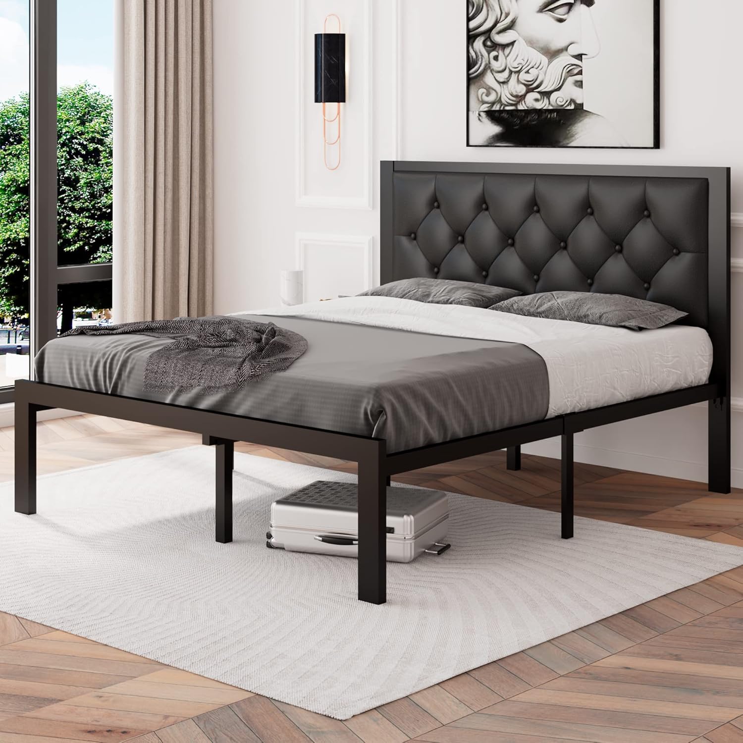 Feonase Metal Bed Frame Heavy-Duty Platform Bed Frame