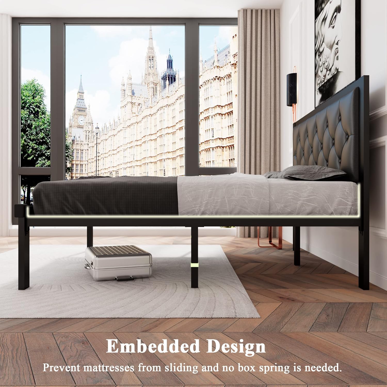 Feonase Metal Bed Frame Heavy-Duty Platform Bed Frame