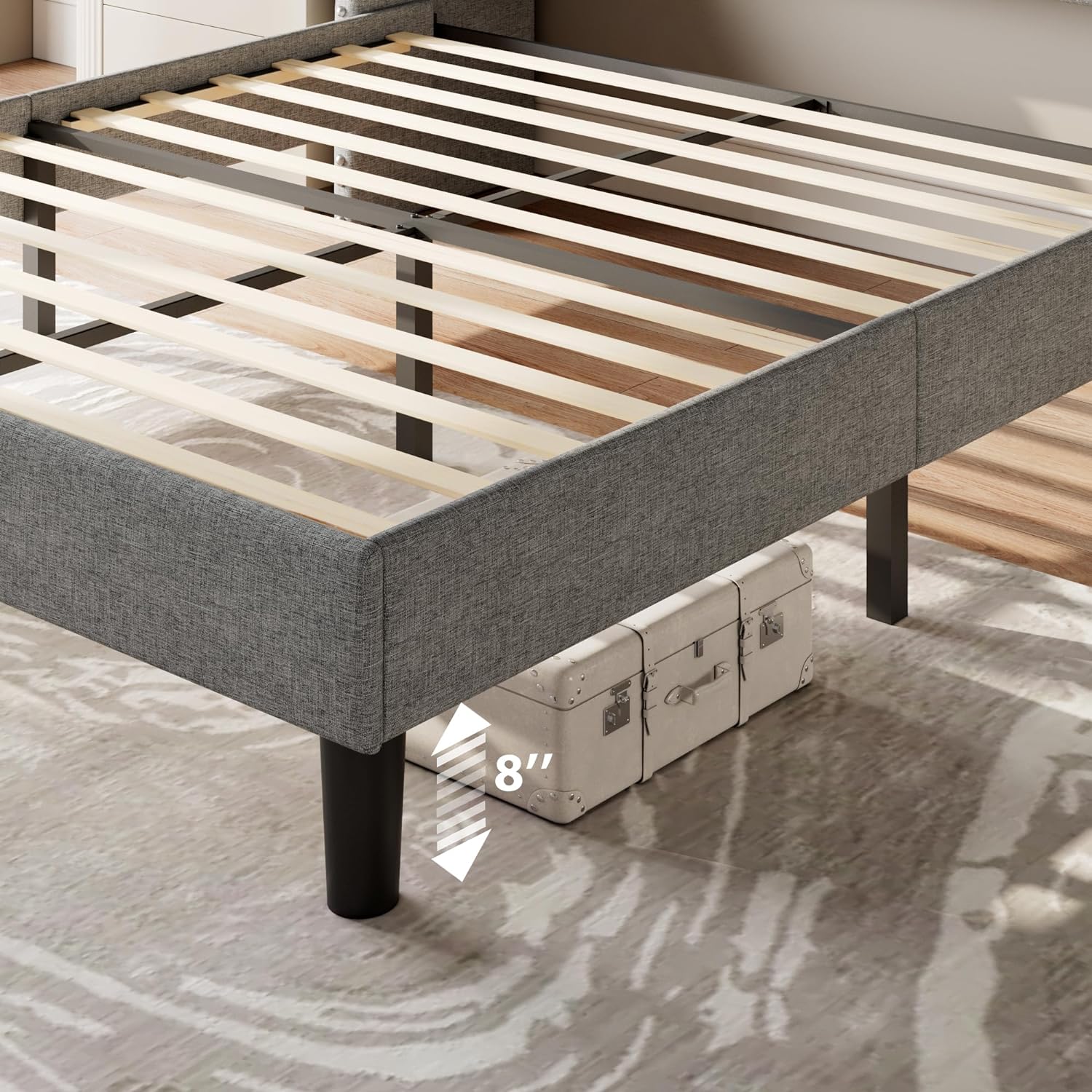 Feonase Bed Frame with Luxury Wingback and Charging Station