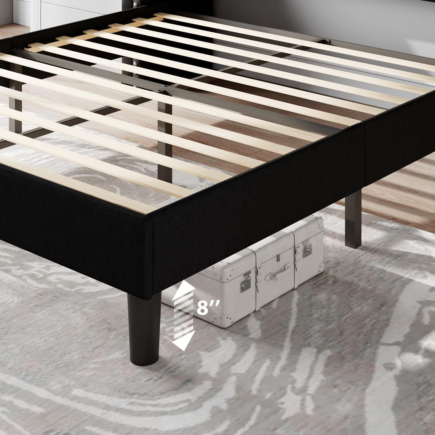 Feonase Bed Frame with Luxury Wingback and Charging Station