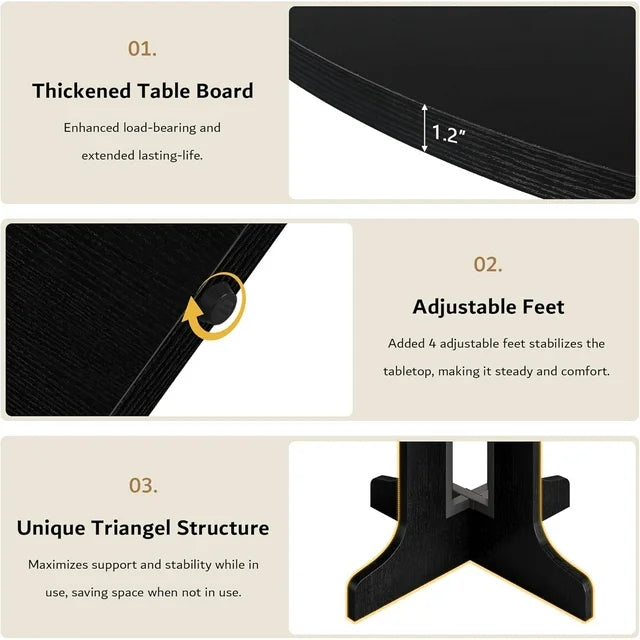 iPormis 59" Extendable Round Dining Table for 6 Modern Kitchen Table with Sturdy Wooden Base, Dining Room Table with Thickened MDF Board