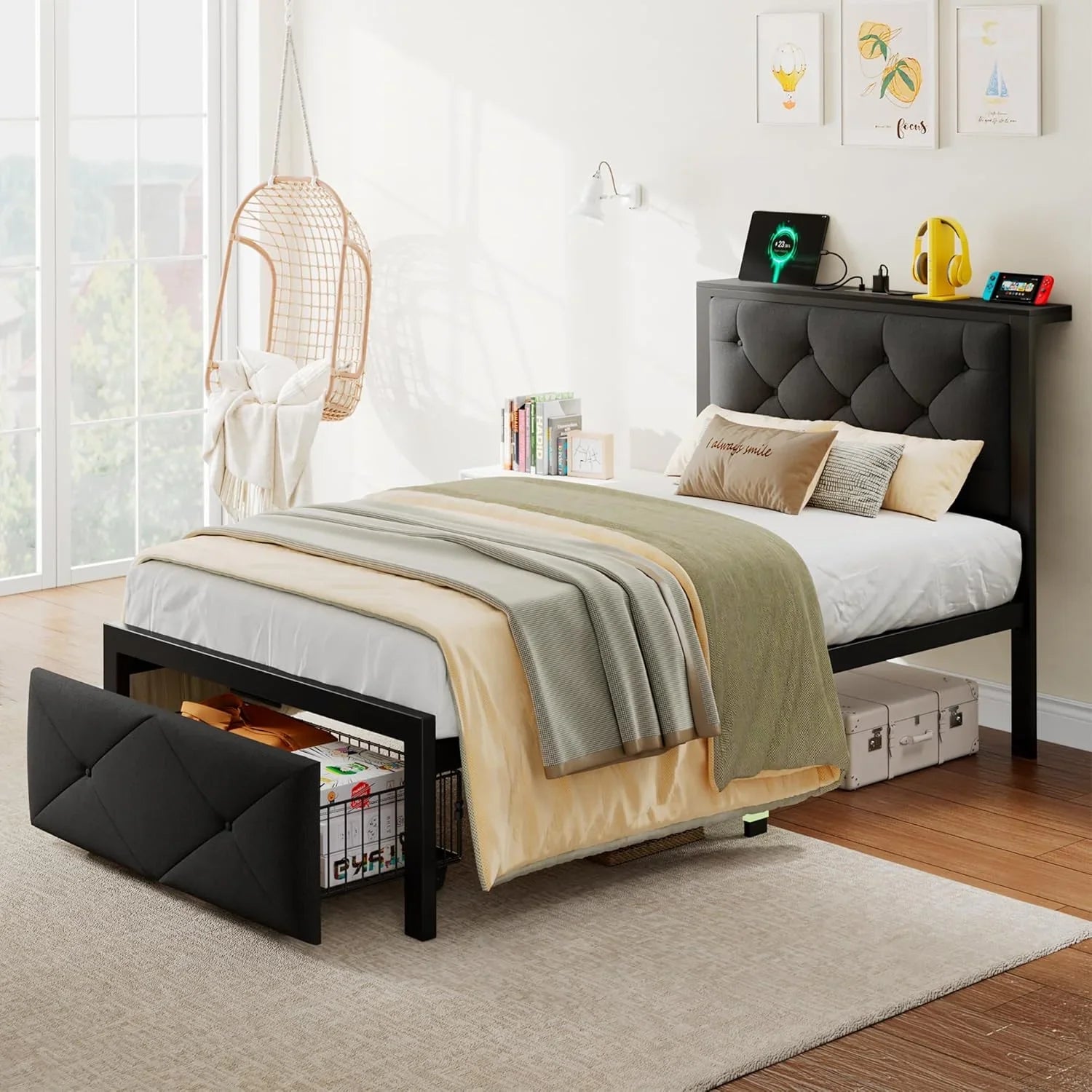 iPormis Bed Frame with Storage Drawers