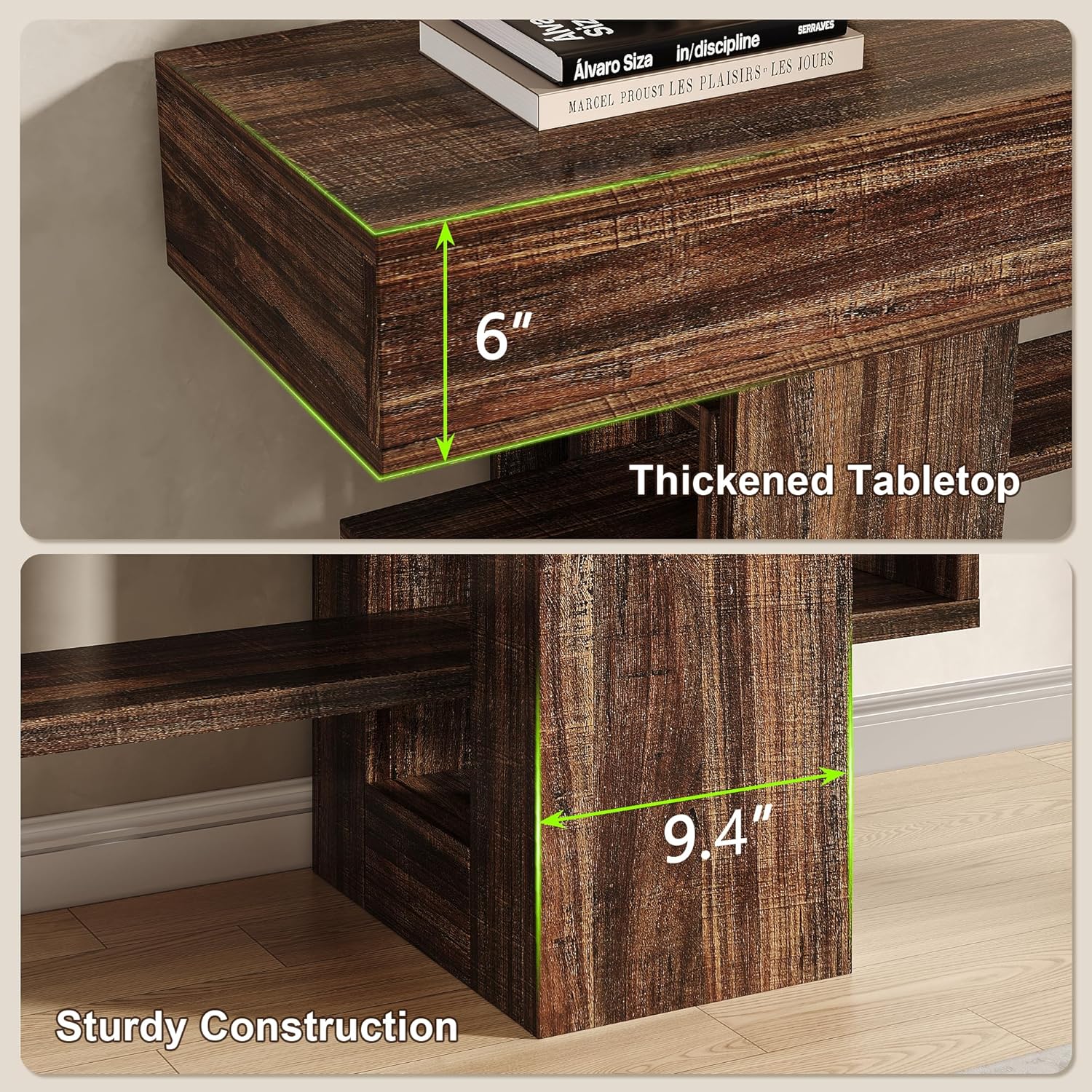 Feonase 63 Inches Long Console Table for Entryway, Wooden Sofa Table Behind Couch with 3-Tier Storage, Farmhouse Narrow Entry Hallway Table for Living Room Foyer Entrance, Rustic Brown