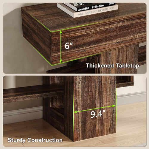 Feonase 63 Inches Long Console Table for Entryway, Wooden Sofa Table Behind Couch with 3-Tier Storage, Farmhouse Narrow Entry Hallway Table for Living Room Foyer Entrance, Rustic Brown