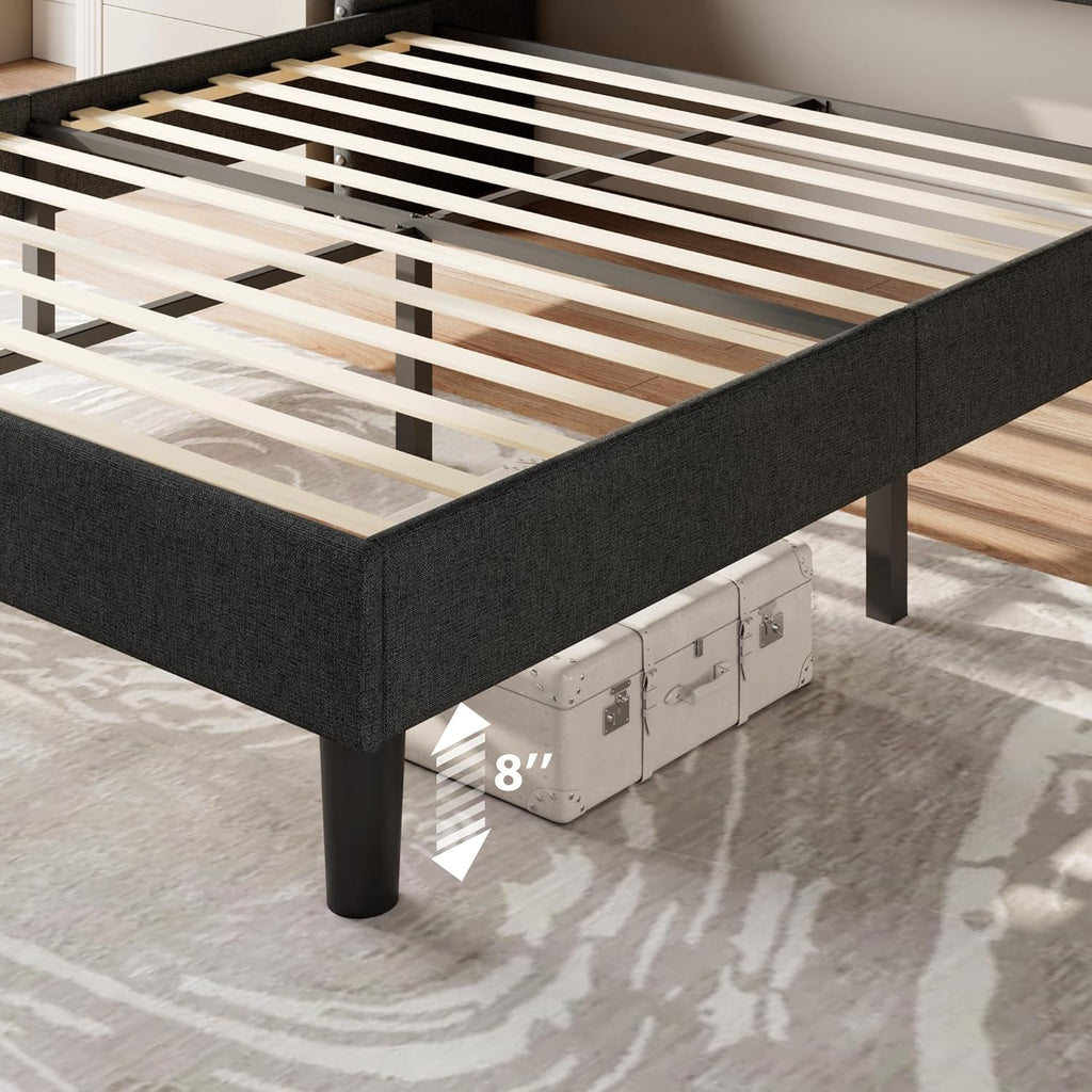 Feonase Bed Frame with Luxury Wingback and Charging Station