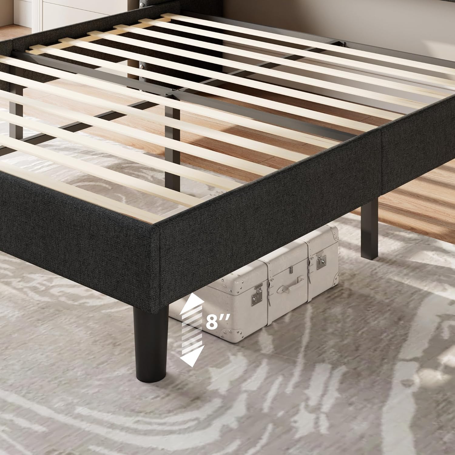 Feonase Bed Frame with Luxury Wingback and Charging Station
