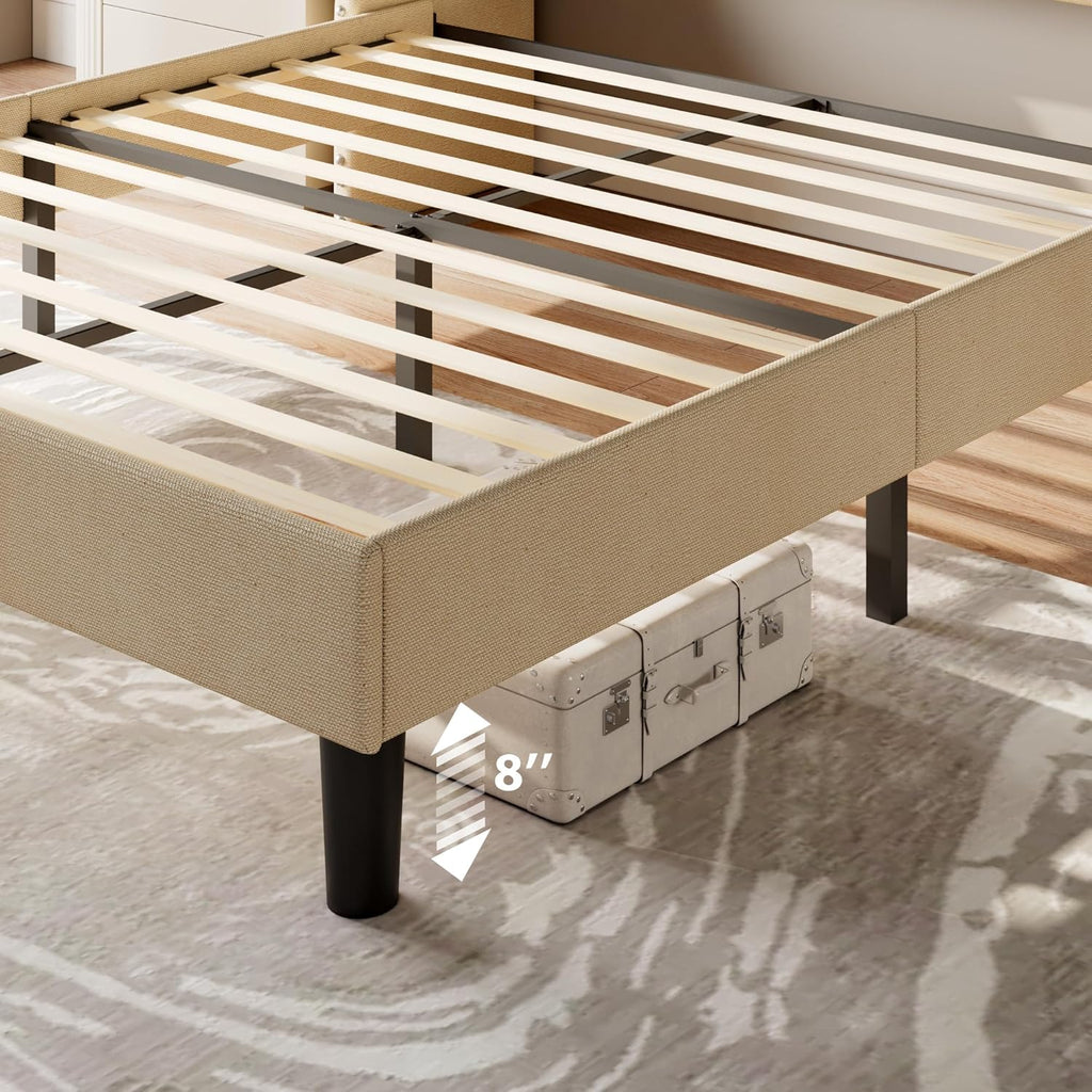 Feonase Bed Frame with Luxury Wingback and Charging Station