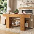 Feonase 63 Inches Long Console Table for Entryway, Wooden Sofa Table Behind Couch with 3-Tier Storage, Farmhouse Narrow Entry Hallway Table for Living Room Foyer Entrance, Rustic Brown