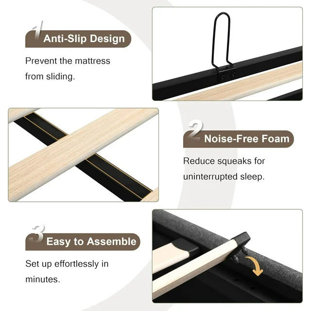 iPormis Full Size Bed Frame with Lift up Storage & Wingback Headboard