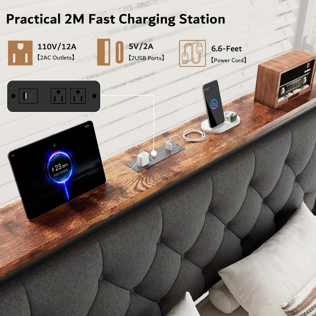 iPormis Bed Frame with Storage Drawers