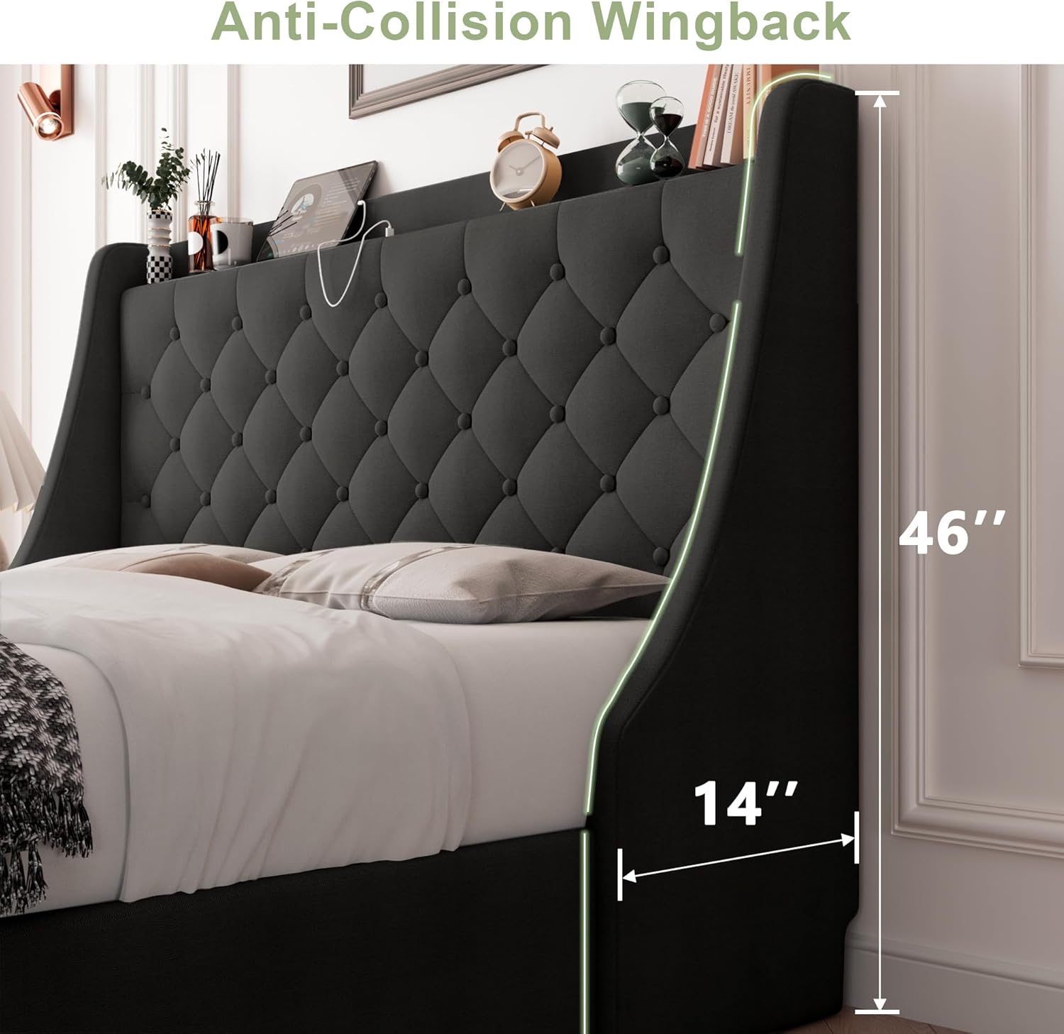 Feonase Bed Frame with 4 Storage Drawers