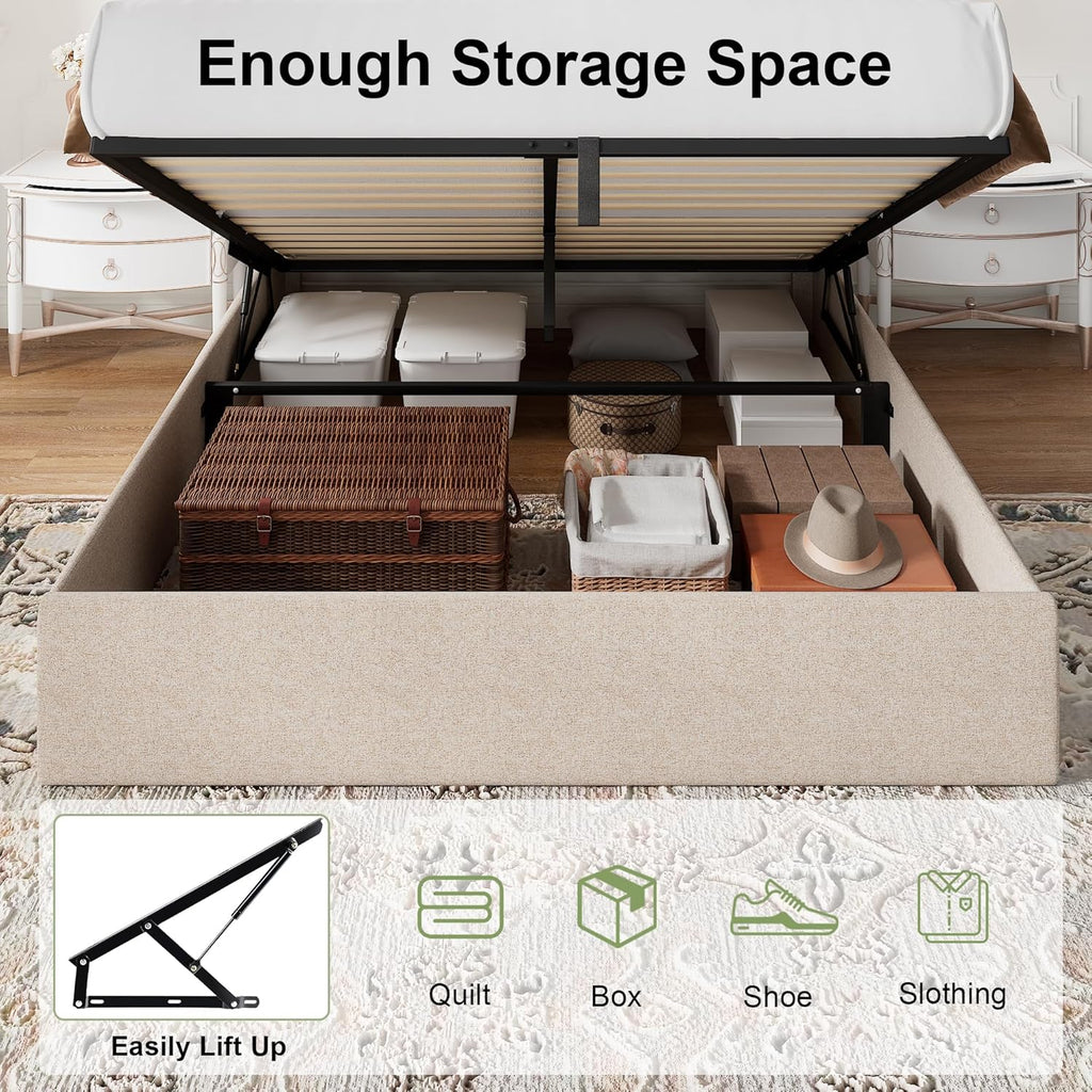 Feonase Lift Up Storage Bed Frame with Charging Station