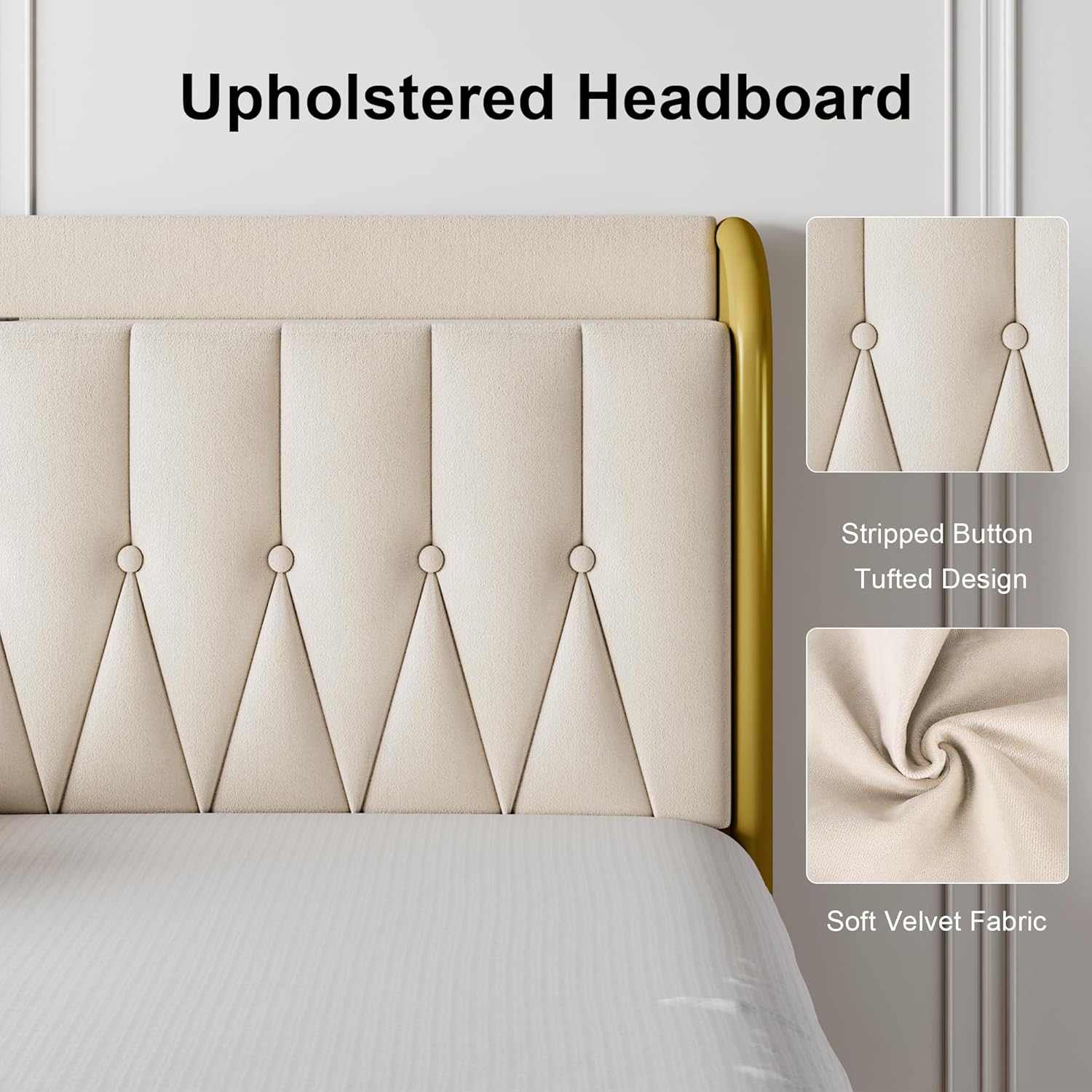 Feonase Leather Bed Frame with Fast Charging Station