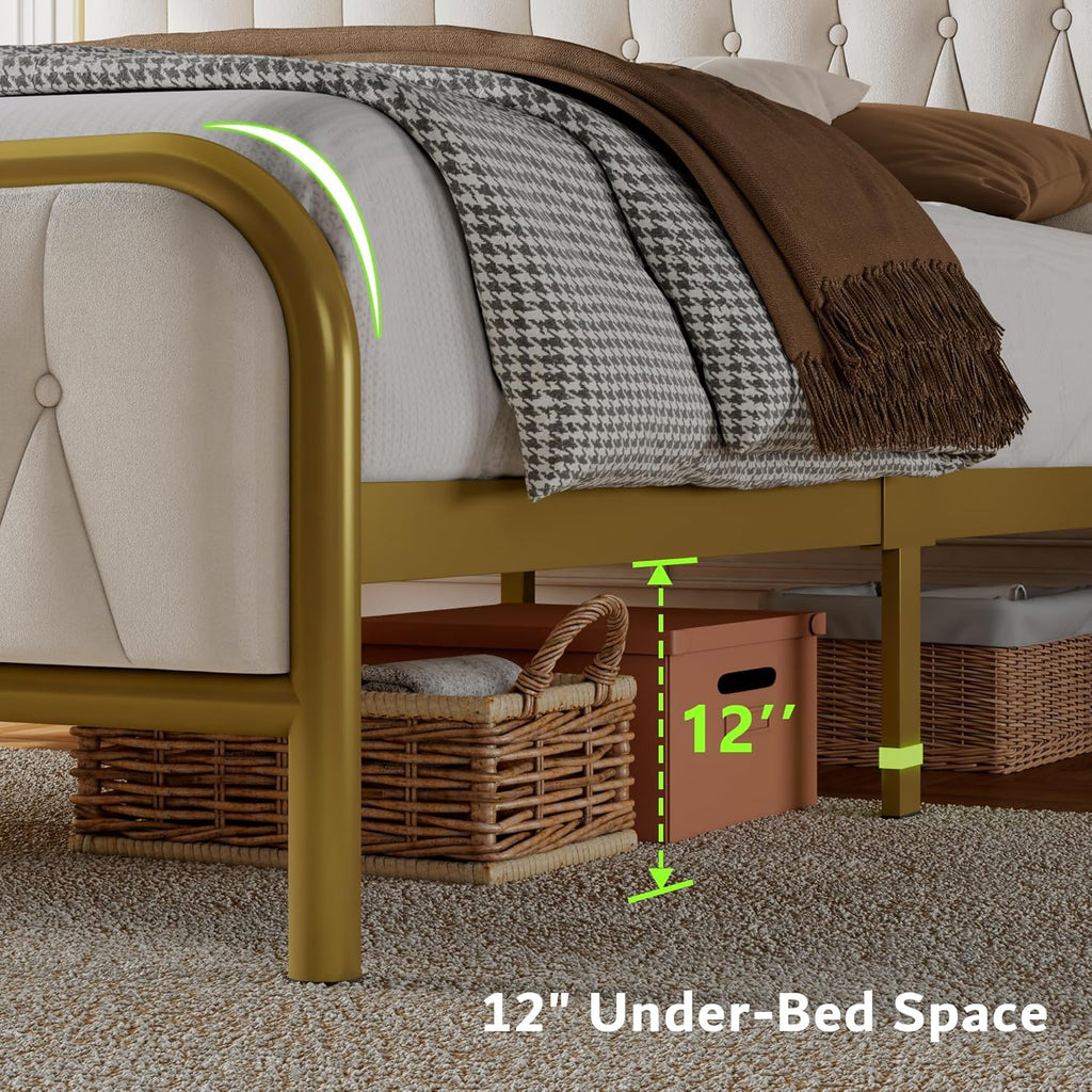 Feonase Leather Bed Frame with Fast Charging Station