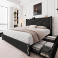 Feonase Platform Bed Frame with 4 Storage Drawers and Charging Station