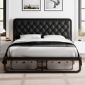 Feonase Upholstered Platform Bed Frame with Heavy-Duty Metal Steel Slats