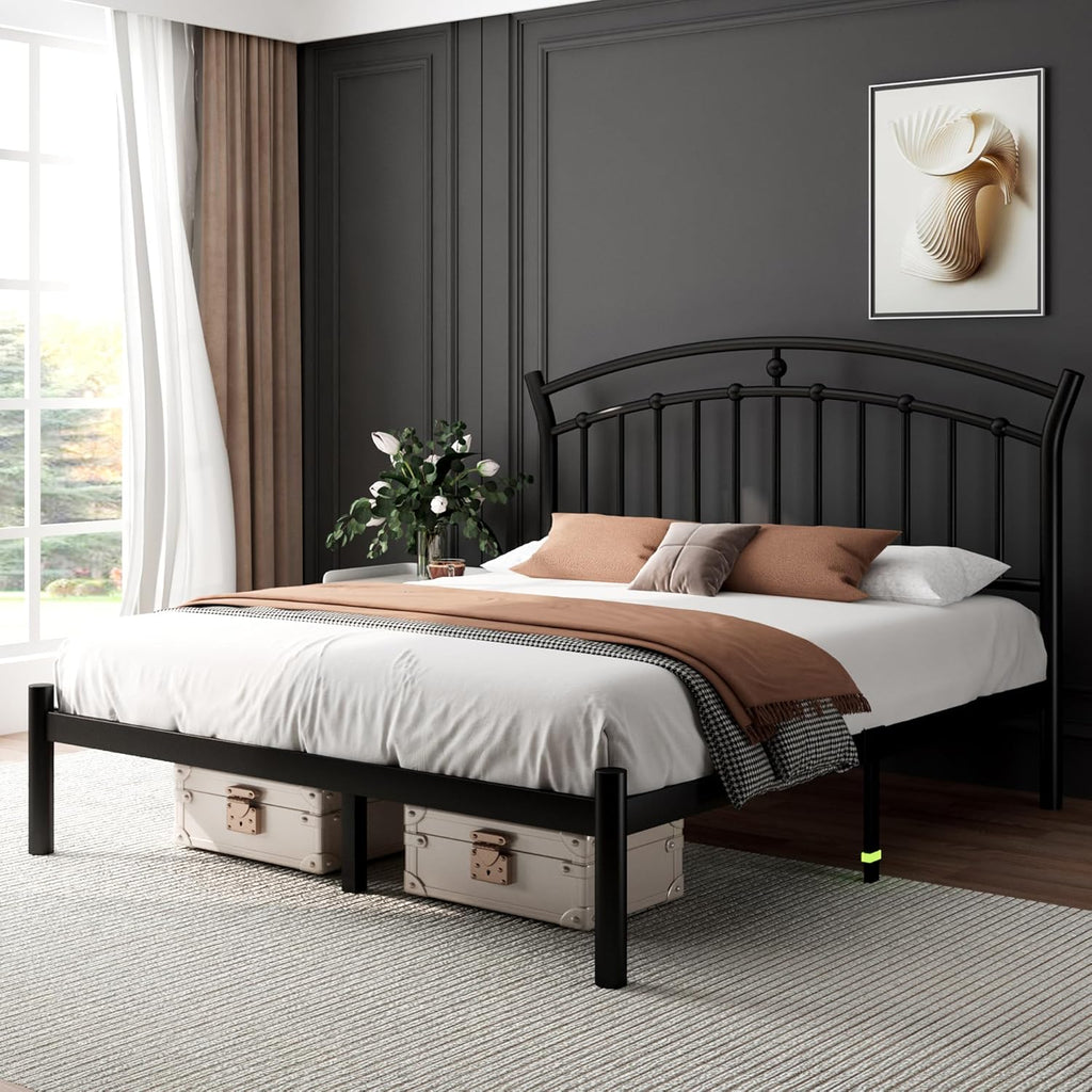 Feonase Heavy-Duty Metal Bed Frame with 13 Hardened Steel Slats