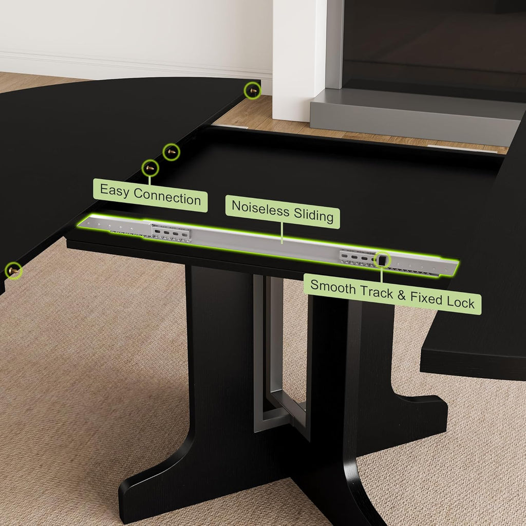 Feonase 59" Round Extendable Dining Room Table for 6