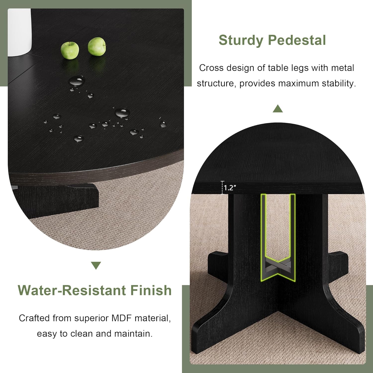 Feonase 59" Round Extendable Dining Room Table for 6