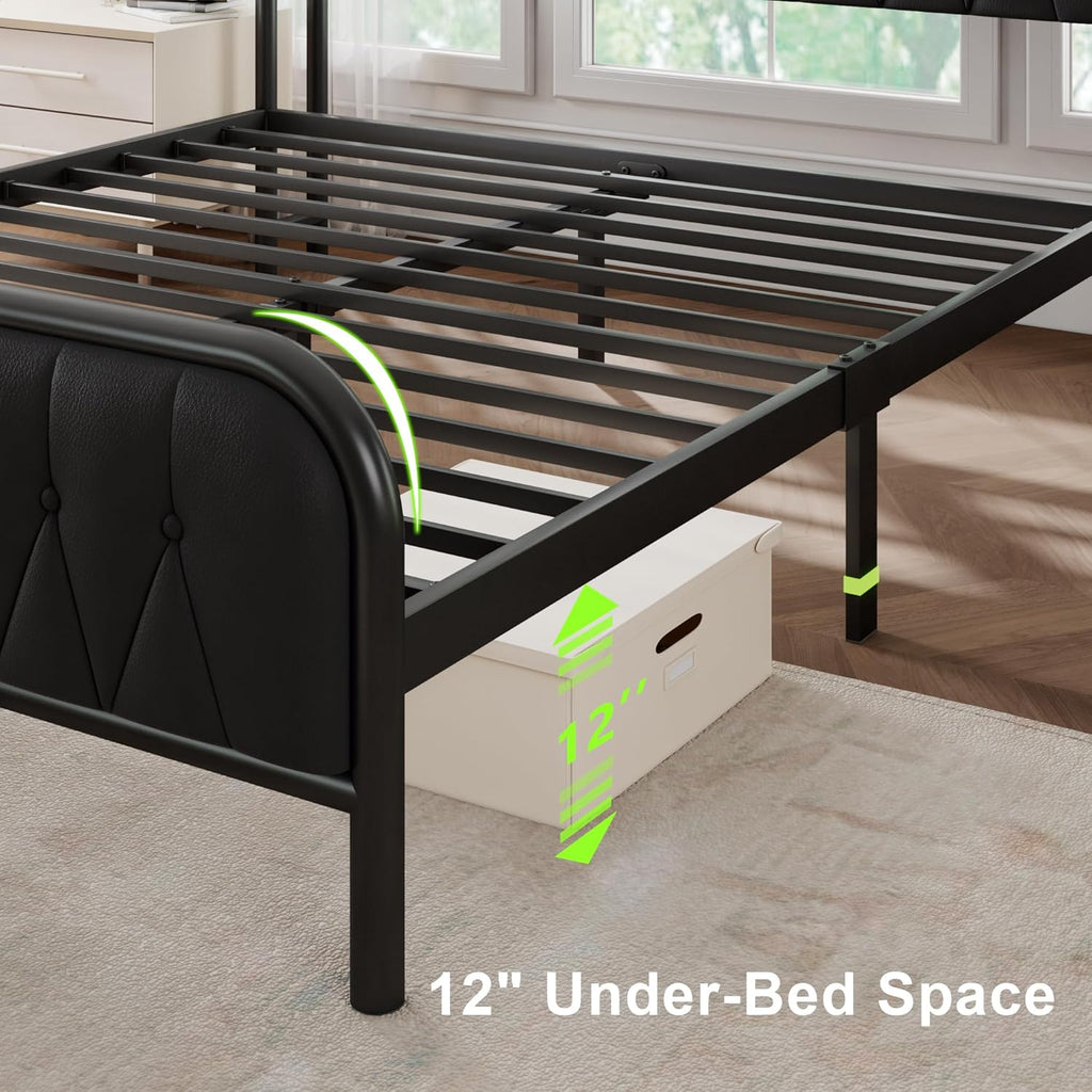 Feonase Leather Bed Frame with Fast Charging Station
