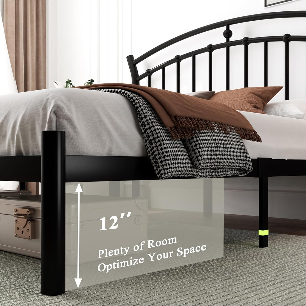 Feonase Heavy-Duty Metal Bed Frame with 13 Hardened Steel Slats