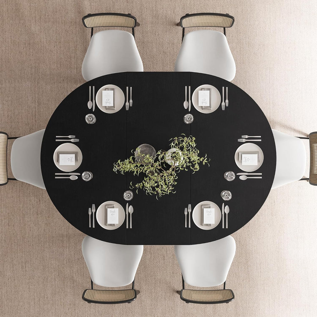 Feonase 59" Round Extendable Dining Room Table for 6