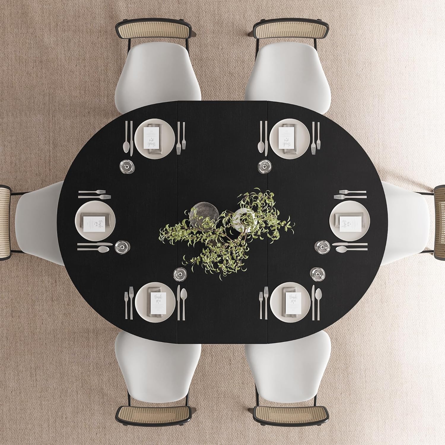 Feonase 59" Round Extendable Dining Room Table for 6