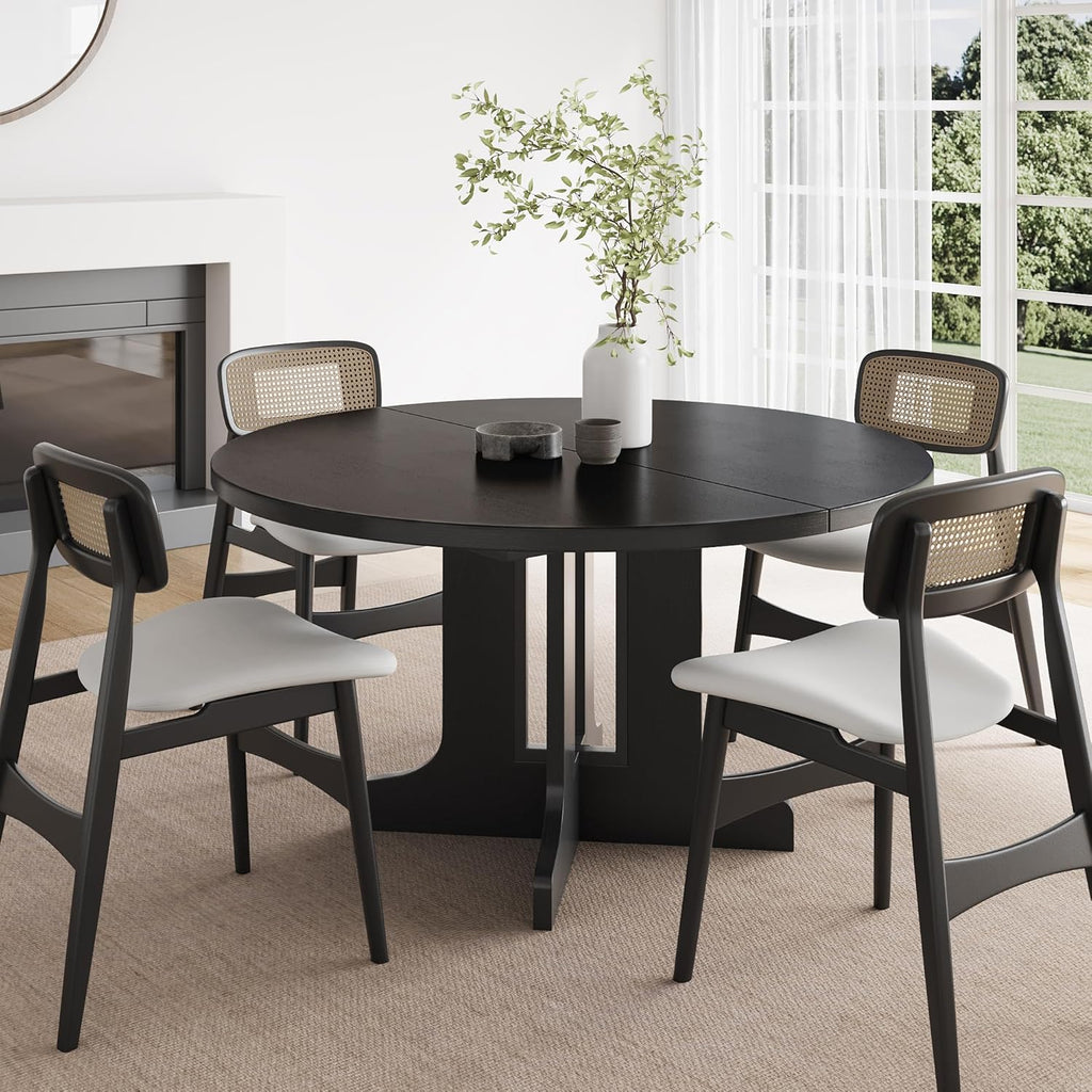 Feonase 59" Round Extendable Dining Room Table for 6