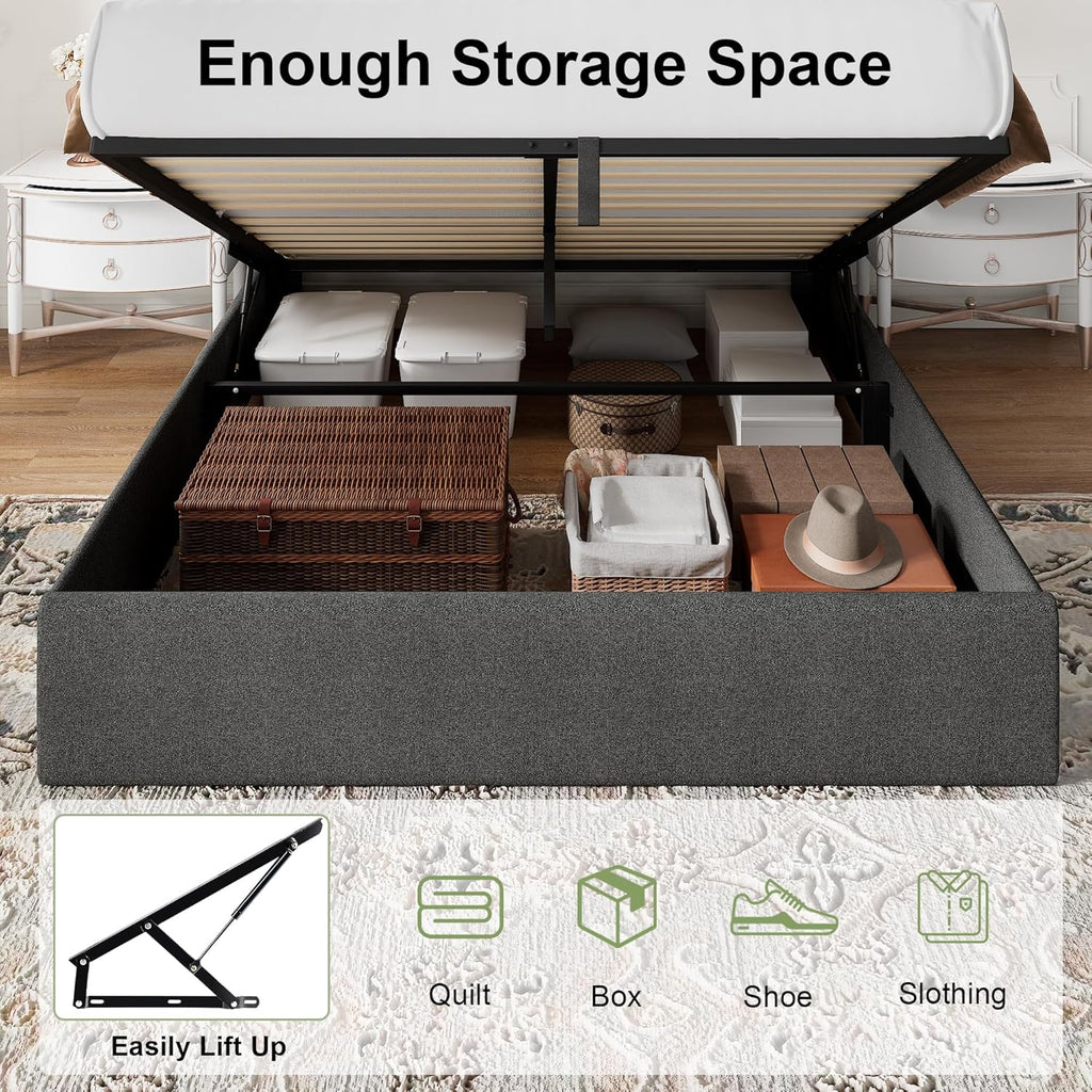 Feonase Lift Up Storage Bed Frame with Charging Station