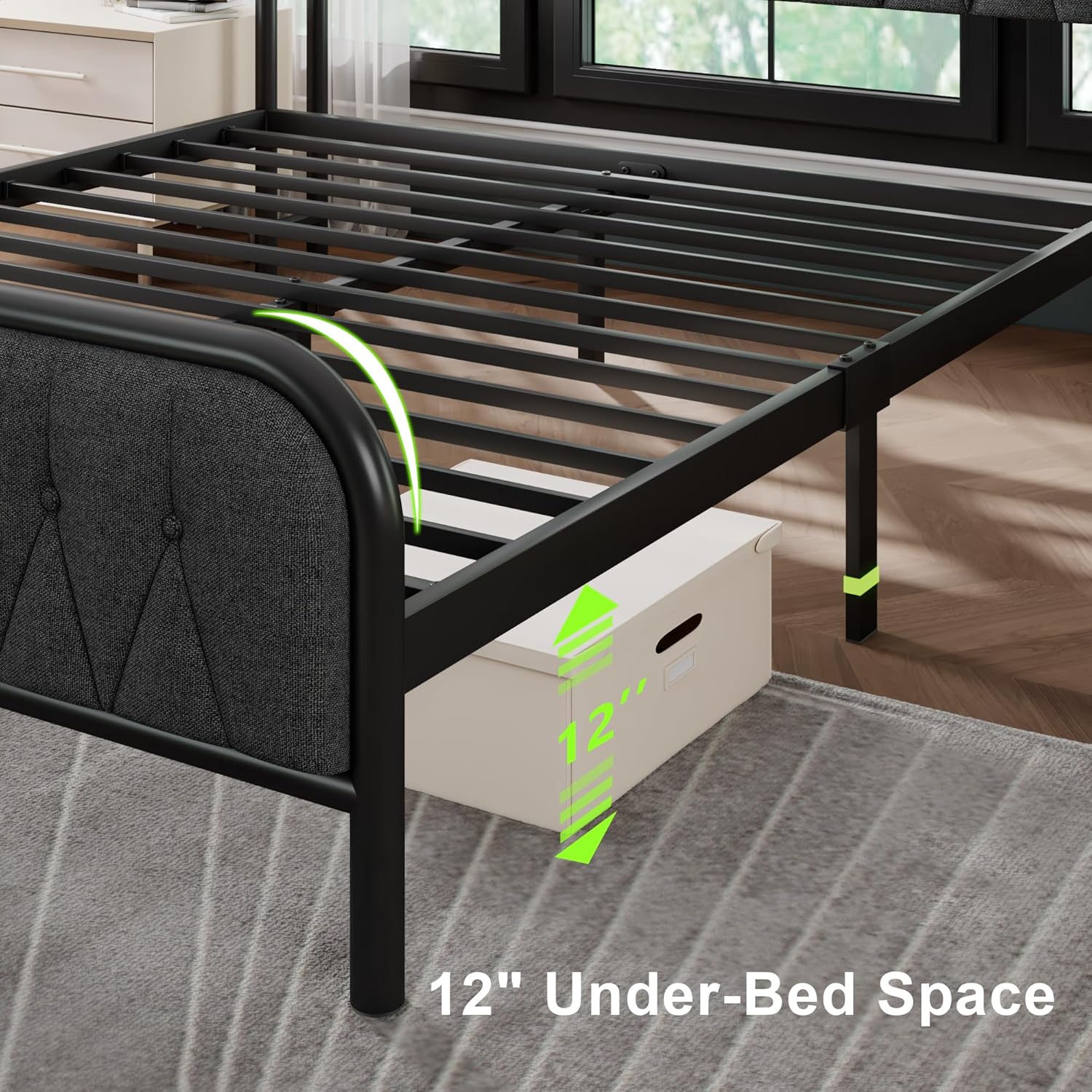Feonase Leather Bed Frame with Fast Charging Station