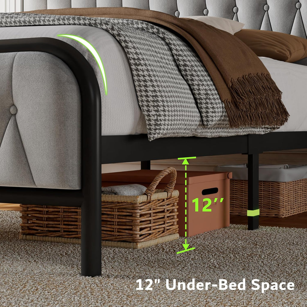 Feonase Leather Bed Frame with Fast Charging Station