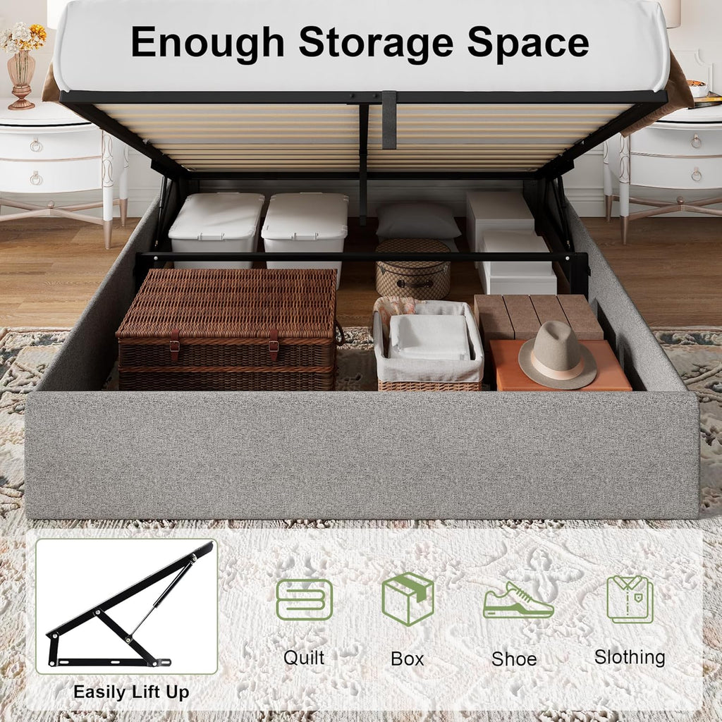 Feonase Lift Up Storage Bed Frame with Charging Station