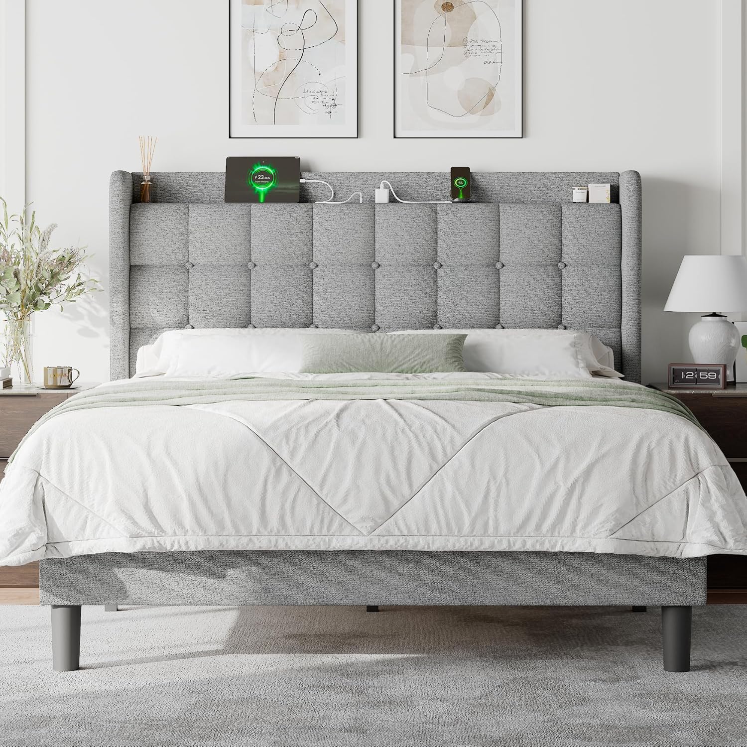 Feonase Bed Frame with Charging Station
