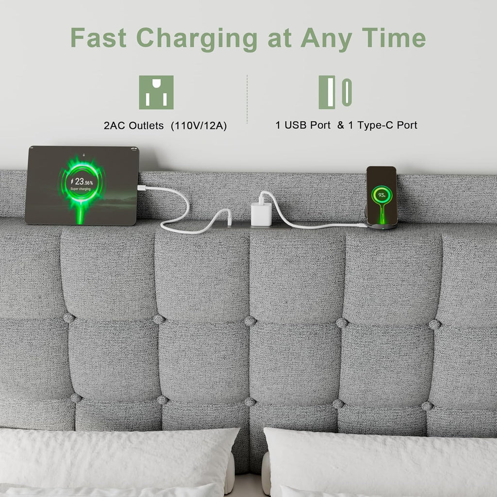 Feonase Bed Frame with Charging Station