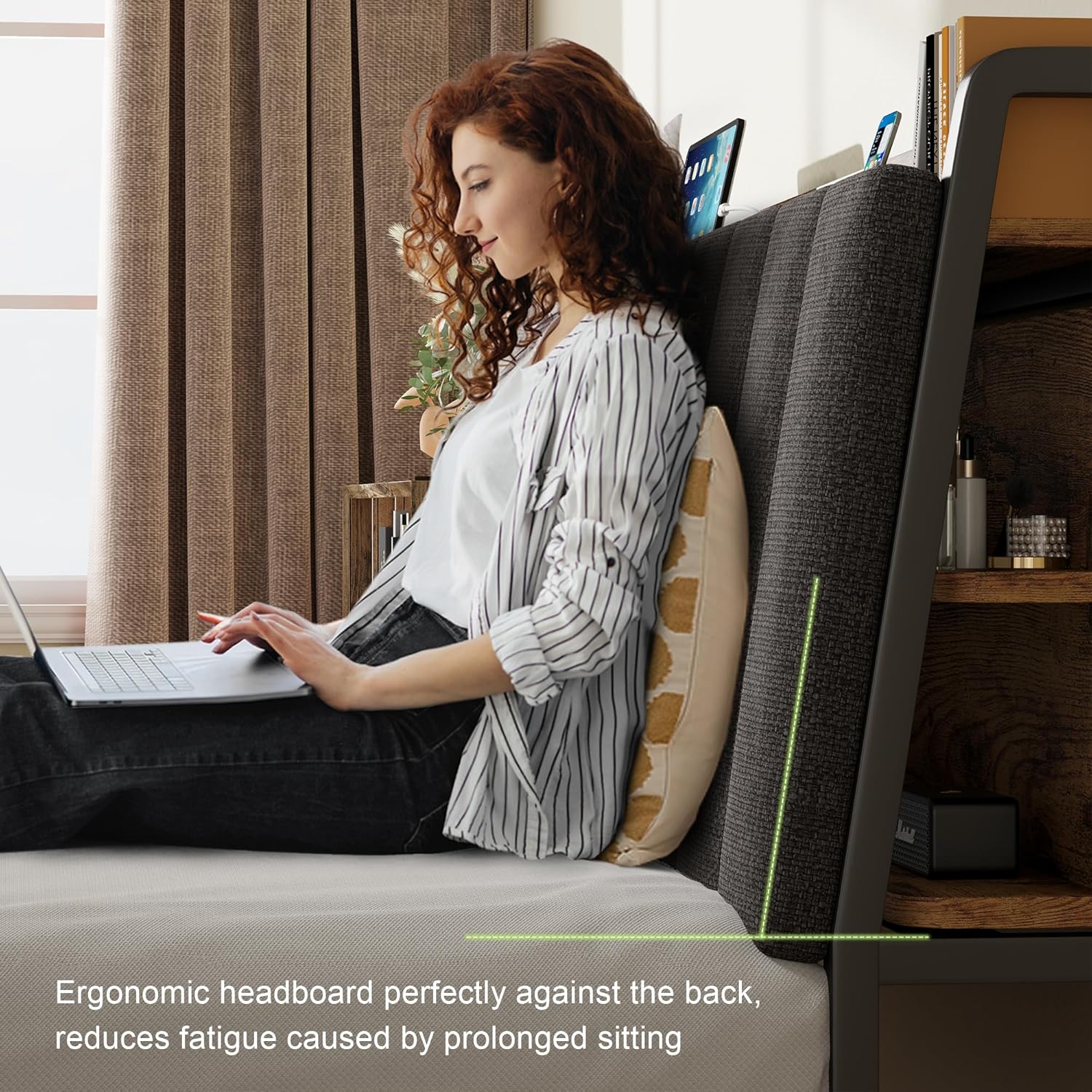 Feonase Bed Frame Metal Platform Bed Frame with 1 Hidden Storage Shelf