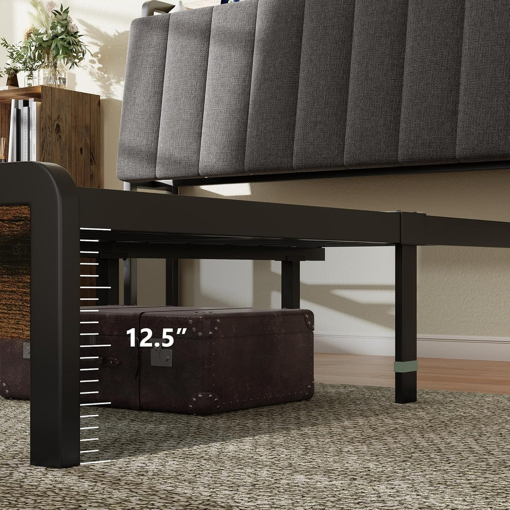 Feonase Bed Frame Metal Platform Bed Frame with 1 Hidden Storage Shelf