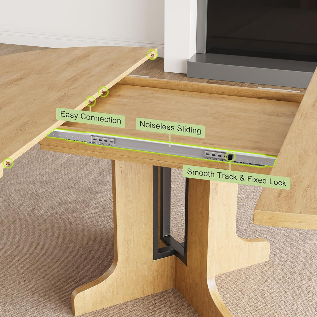 Feonase 59" Round Extendable Dining Room Table for 6