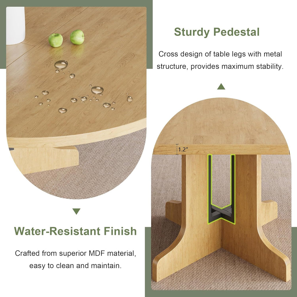 Feonase 59" Round Extendable Dining Room Table for 6