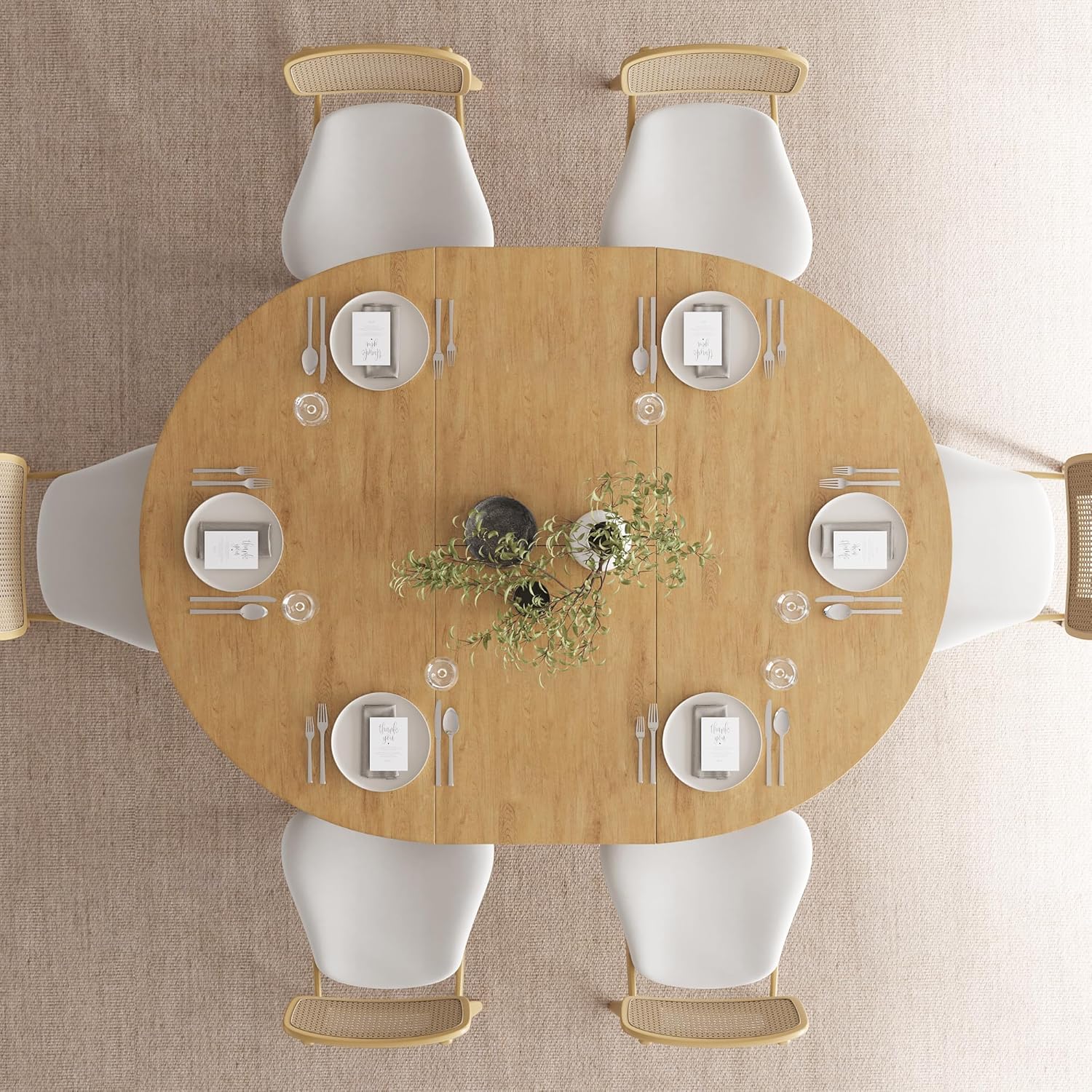 Feonase 59" Round Extendable Dining Room Table for 6