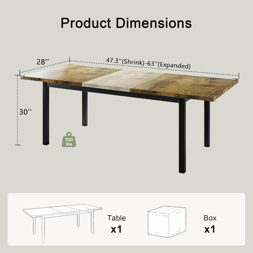Feonase 63" Extendable Dining Table