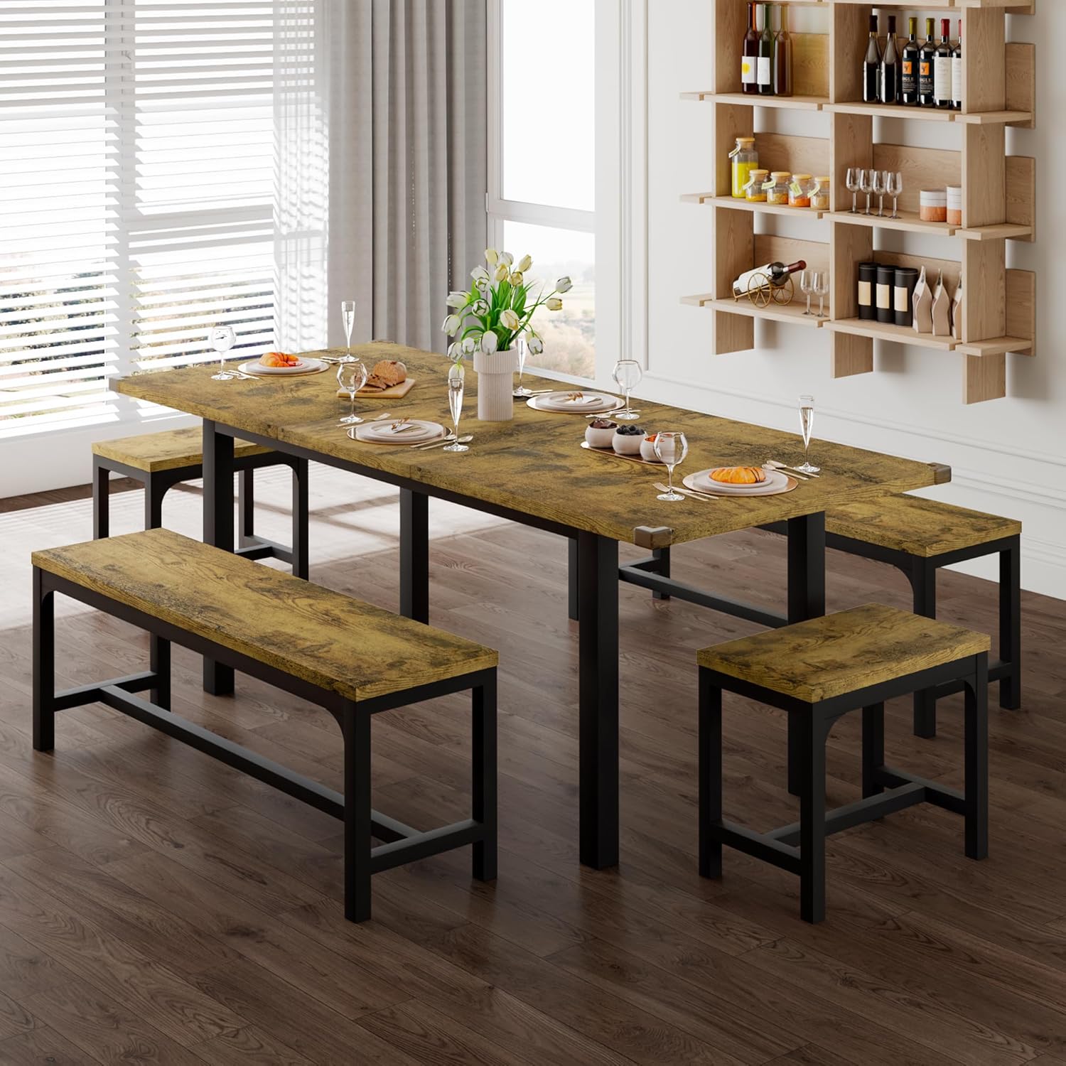 Feonase 5-Piece Dining Table Set for 4-8 People