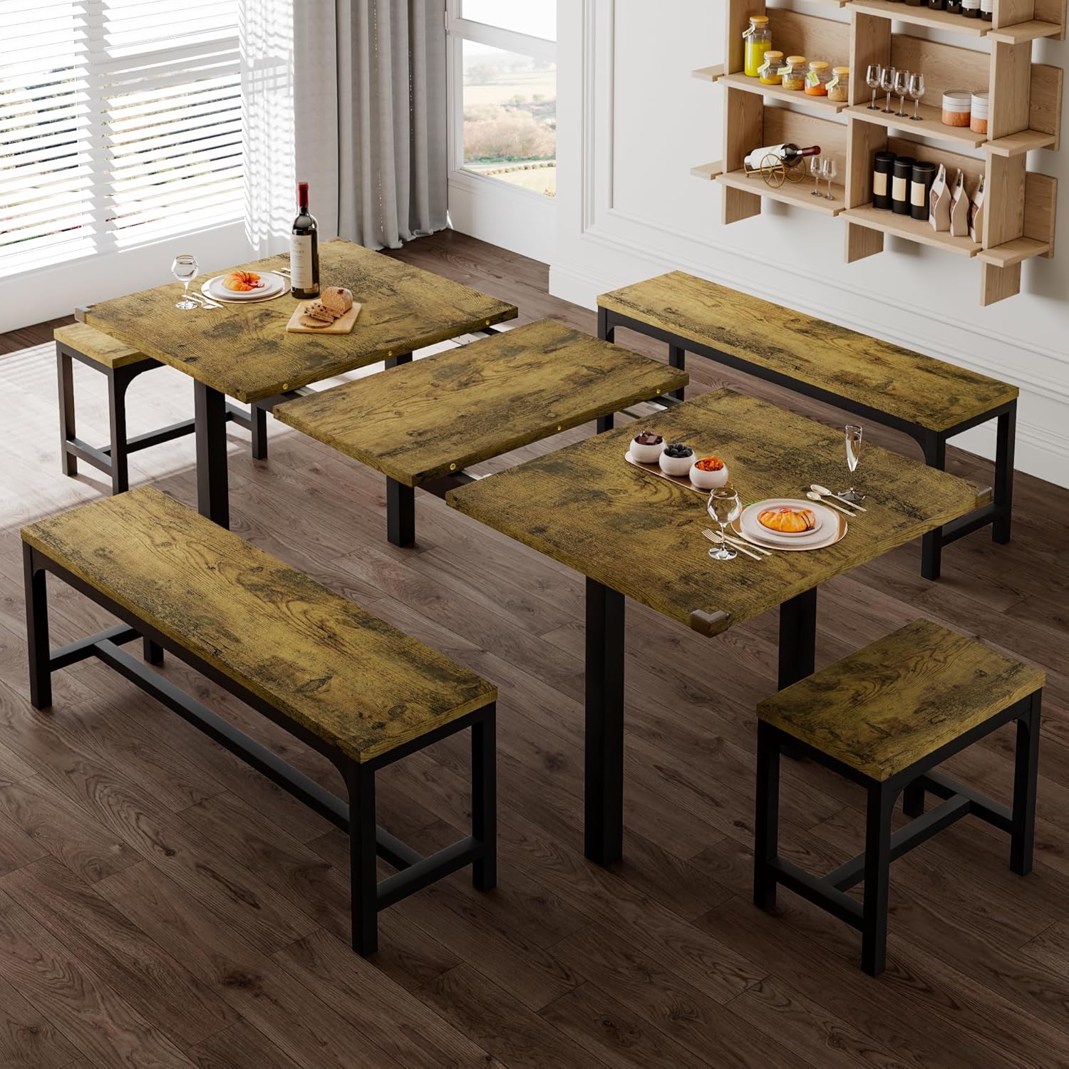 Feonase 5-Piece Dining Table Set for 4-8 People