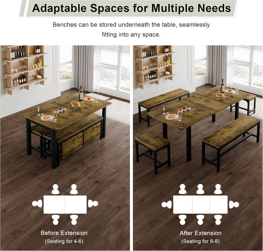 Feonase 5-Piece Dining Table Set for 4-8 People