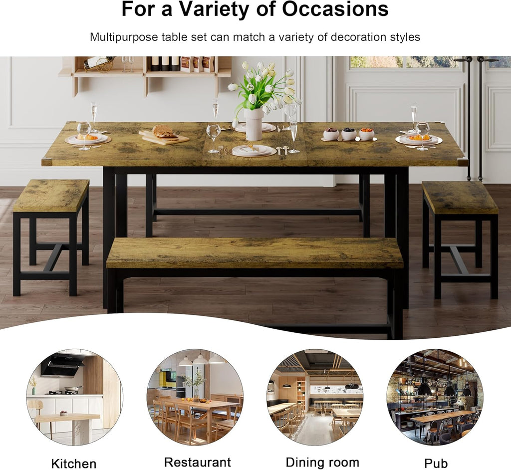 Feonase 5-Piece Dining Table Set for 4-8 People