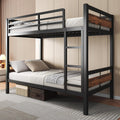 Feonase Metal Bunk Bed Twin Over Twin with Ladder and High Guardrail