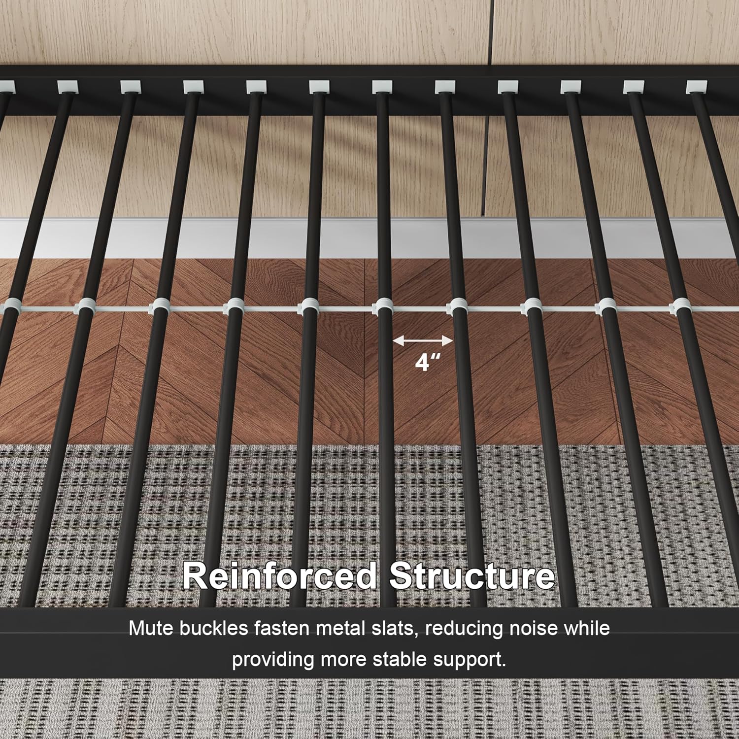 Feonase Metal Bunk Bed Twin Over Twin with Ladder and High Guardrail
