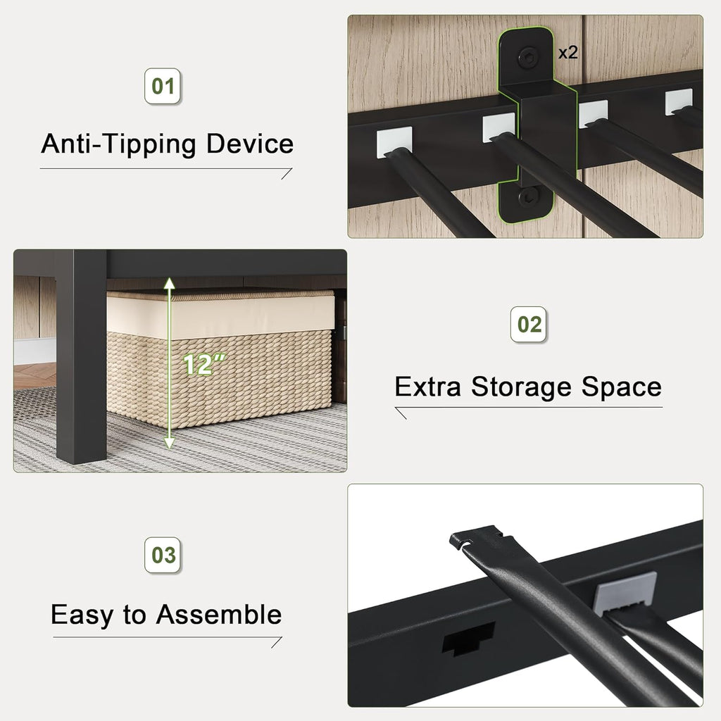 Feonase Metal Bunk Bed Twin Over Twin with Ladder and High Guardrail