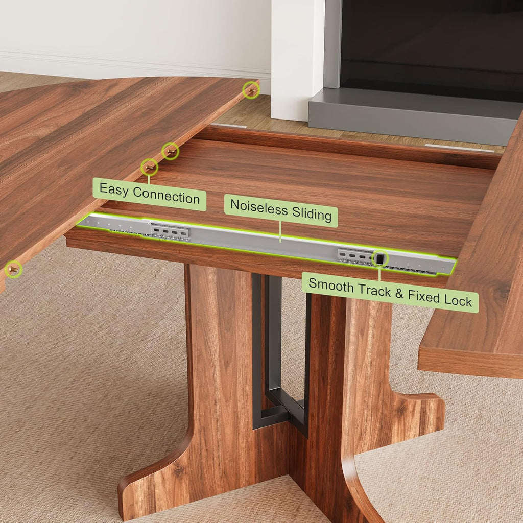 Feonase 59" Round Extendable Dining Room Table for 6